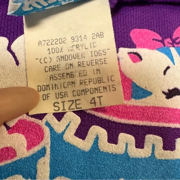 Vintage 90s Kittens in Teacups Ruffle Top hearts pastel 4T Toddler - Picture 4 of 6